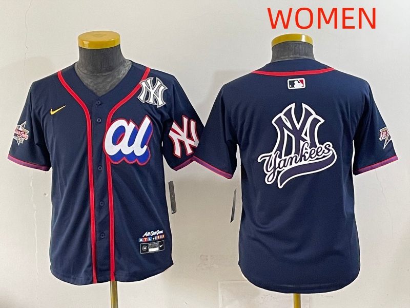 Women 2025 New York Yankees Blank Drak Blue All star Blank Blue Nike MLB Jersey style 15